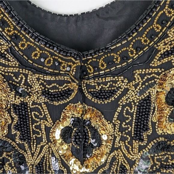 Vintage Stenay Black Silk Beaded Sequin Cocktail Dress – Women's Petite 6 (P6) - Picture 8 of 14